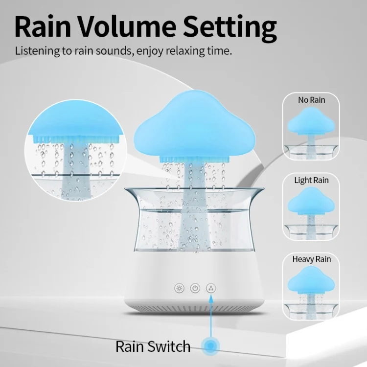 TBD06038702_B6.webp CH06 300ml Rain Humidifier Mushroom Cloud Colorful Night Lamp Aromatherapy Machine - Image 7