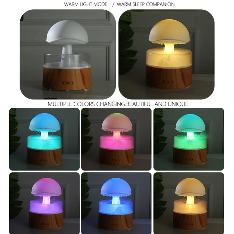 TBD06038724_B4.webp 500ml Rain Humidifier Mushroom Cloud Colorful Night Lamp Aromatherapy Machine With Remote Control - Image 5