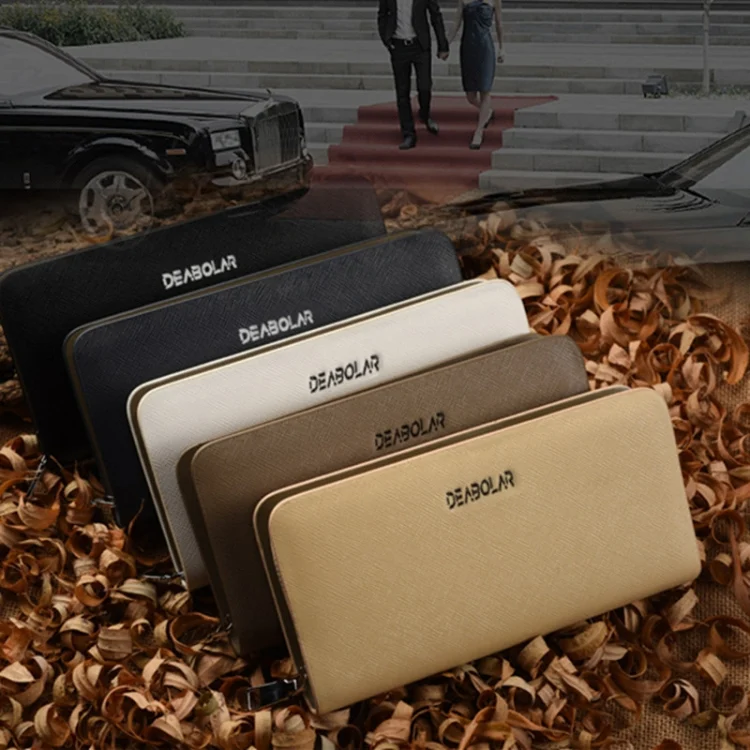 TBD06038911_B1.webp DEABOLAR Long Saffiano Leather Wallet Large Capacity Multi-compartment Zip Clutch - Image 2