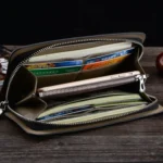 DEABOLAR Long Saffiano Leather Wallet Large Capacity Multi-compartment Zip Clutch - Image 7