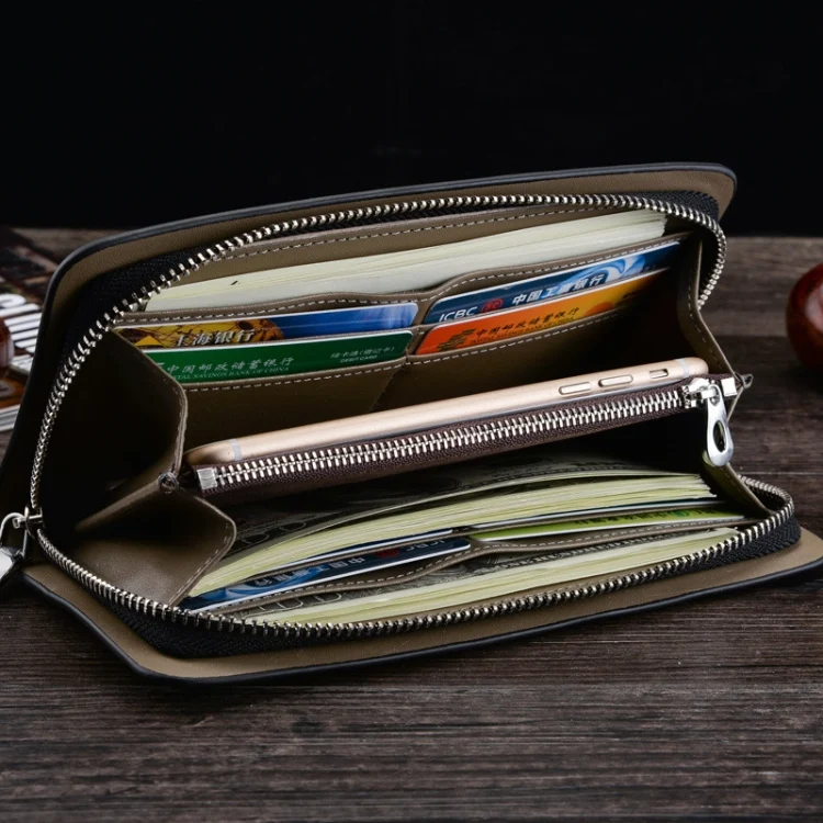 TBD06038911_B6.webp DEABOLAR Long Saffiano Leather Wallet Large Capacity Multi-compartment Zip Clutch - Image 7