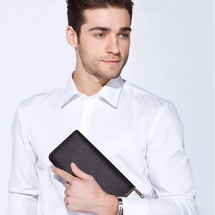 TBD06038911_B8.webp DEABOLAR Long Saffiano Leather Wallet Large Capacity Multi-compartment Zip Clutch - Image 9