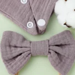 Baby Cotton Gauze Drool Towel + Bow Hairband Set Baby Bibs - Image 4