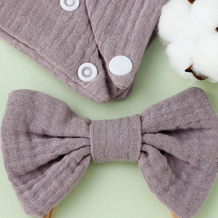 TBD06038968_B3.webp Baby Cotton Gauze Drool Towel + Bow Hairband Set Baby Bibs - Image 4