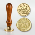 Christmas Series Fire Lacquer Seal Wood Grain Handle+Brass Seal Head
