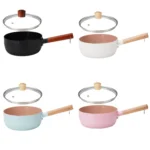 22cm With Cover Boil Instant Noodles Non-Stick Pan Baby Food Supplement Pan Maifan Stone Small Milk Pot - Image 2