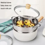 22cm With Cover Boil Instant Noodles Non-Stick Pan Baby Food Supplement Pan Maifan Stone Small Milk Pot - Image 9