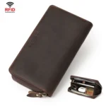 HUMERPAUL RFID Retro Zipper Multi -Card Leather Men Long Wallet Handbag
