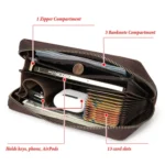 HUMERPAUL RFID Retro Zipper Multi -Card Leather Men Long Wallet Handbag - Image 4