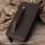 HUMERPAUL RFID Retro Zipper Multi -Card Leather Men Long Wallet Handbag - Image 8