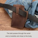 HUMERPAUL Retro Keychain Wears Belt Leather Mobile Phone Bag Men Waist Bag - Image 4