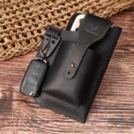 HUMERPAUL Retro Keychain Wears Belt Leather Mobile Phone Bag Men Waist Bag - Image 5