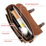 HUMERPAUL Leather Crossbody Bag Men Retro Shoulder Bag Commuter Men Small Square Bag - Image 5