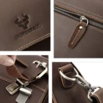 HUMERPAUL Leather Crossbody Bag Men Retro Shoulder Bag Commuter Men Small Square Bag - Image 6