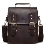 HUMERPAUL Leather Crossbody Bag Men Leather Backpack Shoulder Bag