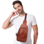 HUMERPAUL Men Shoulder Bag Leather Messengers Diligent Chest Bag - Image 5