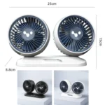 12v/24v Car Fan USB Interface Powerful Double Head Electric Fan - Image 2
