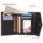HUMERPAUL RFID Anti-Magnetic Lady Leather Wallet Buckle Card Coin Purse - Image 6