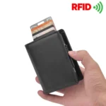 RFID Anti-Theft Short Wallet Automatic Pop-Up Aluminum Alloy Antimagnetic Card Holder - Image 5