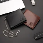 HUMERPAUL RFID Anti-Magnetic Men Pickup Card Bag Metal Chain Short Leather Wallet - Image 11