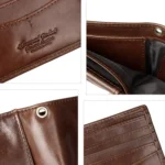 HUMERPAUL RFID Anti-Magnetic Men Pickup Card Bag Metal Chain Short Leather Wallet - Image 3