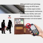 HUMERPAUL RFID Anti-Magnetic Men Pickup Card Bag Metal Chain Short Leather Wallet - Image 8