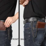 HUMERPAUL RFID Anti-Magnetic Men Pickup Card Bag Metal Chain Short Leather Wallet - Image 9