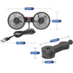 5V 2A Car Rear Seat Back USB Interface Powerful Double-headed Fan - Image 4