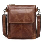 HUMERPAUL Men Crossbody Bag Retro Simple Backpack Leather Shoulder Bag