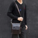 HUMERPAUL Men Crossbody Bag Retro Simple Backpack Leather Shoulder Bag - Image 6