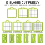 22 in 1 Multifunctional Food Chopper Grater Onion Dicer Veggie Cutter with 13 Stainless Steel Blades - Image 3