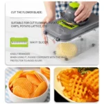 22 in 1 Multifunctional Food Chopper Grater Onion Dicer Veggie Cutter with 13 Stainless Steel Blades - Image 4