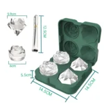 4-Holes Rose Diamond Shape Cocktail Ice Cube Molds Silicone Ice Ball Maker - Image 3
