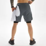 Mens Summer Quick Dry Casual Fitness 5 / 10 Pants Double Layer Anti-Shine Sports Shorts - Image 3