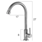 304 Stainless Steel Kitchen Rotatable Sink Faucet - Image 3