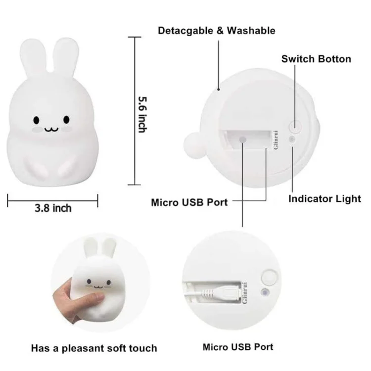 TBD06039989_B2.webp Rabbit Silicone Pat Night Light Children Gift Color Changing Lamp - Image 3