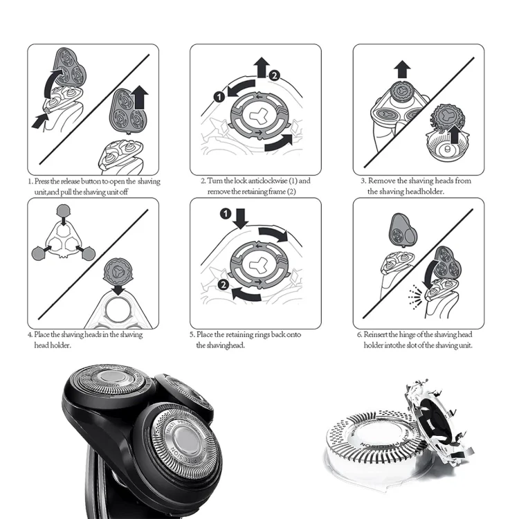 TBD06040007_B6.webp For Philips Electric Shaver S5000 Series SH50 Replacement Blade Head Integral Three Head - Image 7