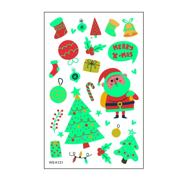 10pcs Christmas Glow Waterproof Cartoon Tattoo Sticker