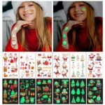 10pcs Christmas Glow Waterproof Cartoon Tattoo Sticker - Image 3