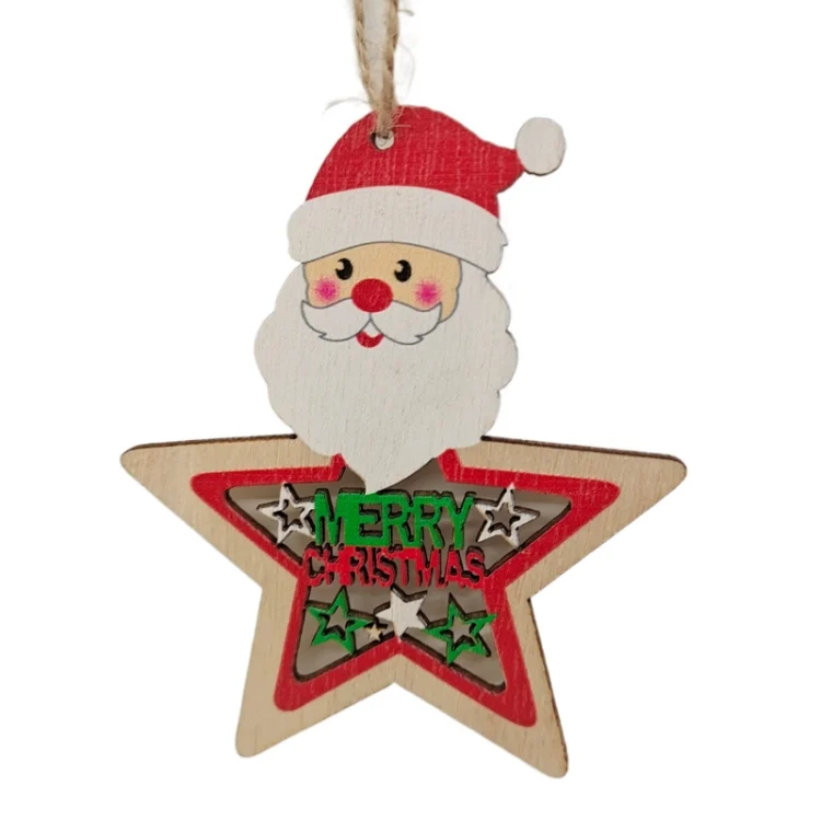 10pcs/set Colorful Wooden Christmas Tree Snowman Pendant Decoration
