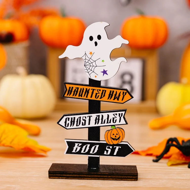 Halloween Guide Wooden Ornaments Cartoon Letters Decoration Supplies