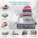 Non-Woven Fabric Foldable Underbed Storage Bag for Clothes Blankets 100x50x18cm - Image 3
