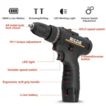 HILDA Home Power Drill 12V Li-Ion Drill With Charger And Battery, EU Plug - Image 3