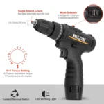 HILDA Home Power Drill 12V Li-Ion Drill With Charger And Battery, EU Plug - Image 4