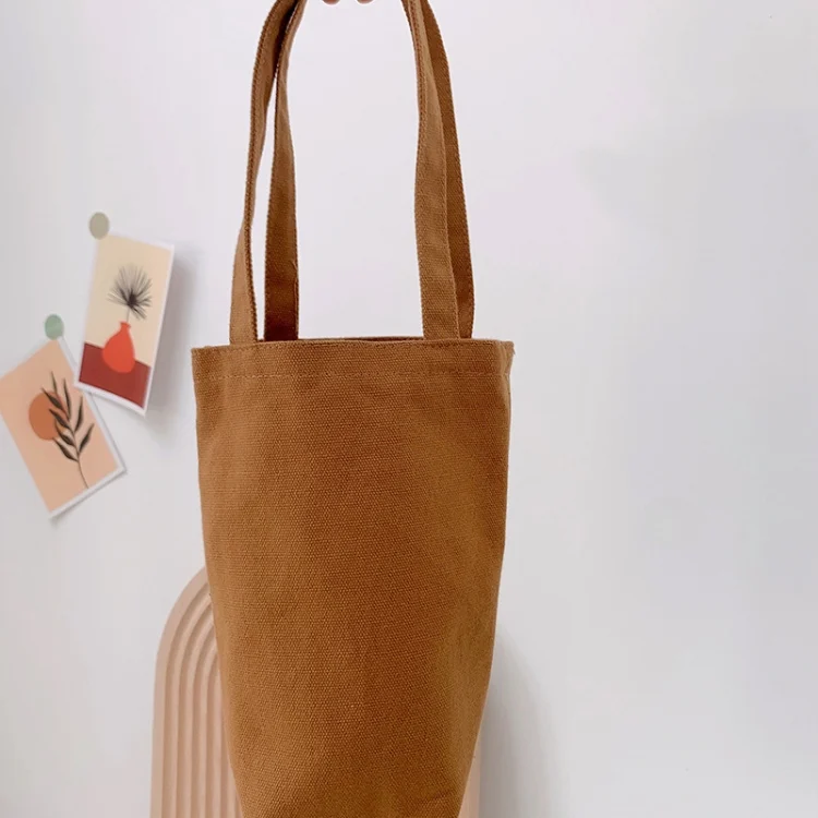 Portable Water Cup Coffee Bag Outdoor Thermal Insulation Solid-Color Canvas Cup Cover