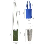 Portable Water Cup Coffee Bag Outdoor Thermal Insulation Solid-Color Canvas Cup Cover - Image 3