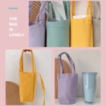 Portable Water Cup Coffee Bag Outdoor Thermal Insulation Solid-Color Canvas Cup Cover - Image 5