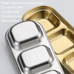 Stainless Steel Square Sauce Dish Hotpot Seasoning Disc Barbecue Tableware - Image 3