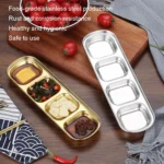 Stainless Steel Square Sauce Dish Hotpot Seasoning Disc Barbecue Tableware - Image 5