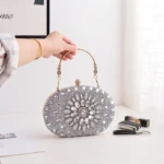Oval Sunflower Diamond Evening Party Clutch Bag